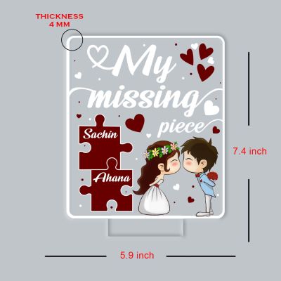 Personalized Couples UV Print 3D LED Night Light My Missing Piece Acrylic Lamp